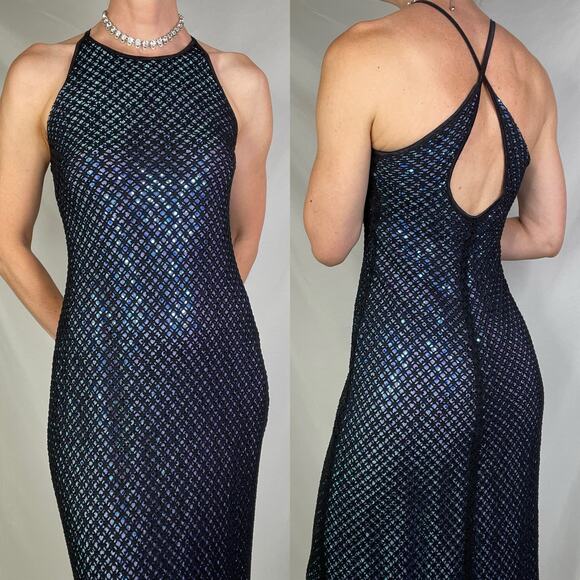 Rampage sequin mesh overlay maxi dress prom gown purple long hoco Y2K 90s S - Picture 11 of 14